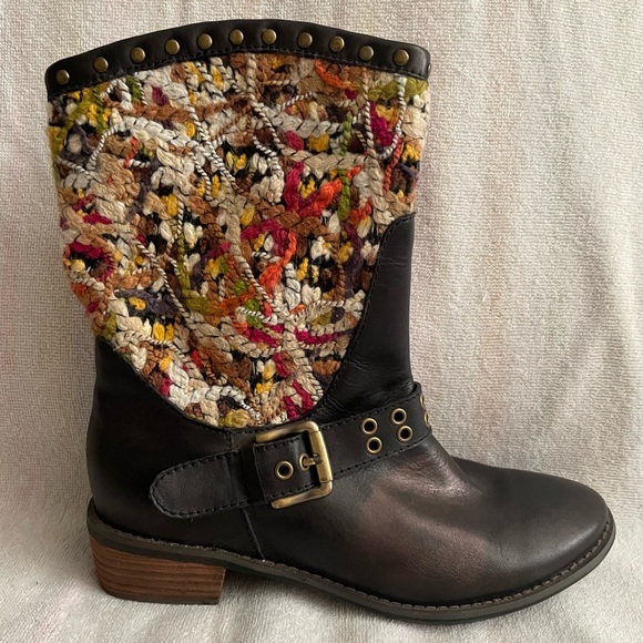 Spring Step Shoes - Women’s: Spring Step Woven Leather Boots (Size: 37 / 6.5 US)